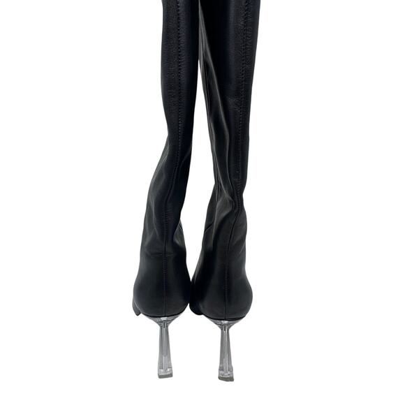 Raye Elo x Revolve Black Leather Boots Clear Heel size 9 - Picture 8 of 15